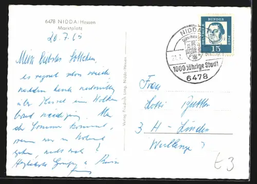 AK Nidda / Hessen, Marktplatz mit Gasthaus Stadtschänke