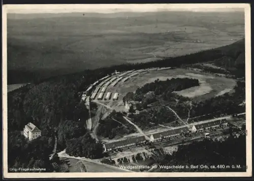 AK Bad Orb, Teilansicht, Waldgaststätte Zur Wegscheide, Fliegeraufnahme