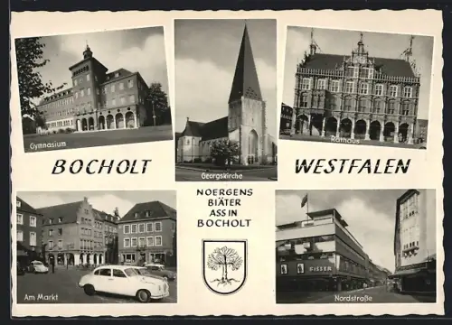 AK Bocholt, Gymnasium, Georgskirche, Rathaus