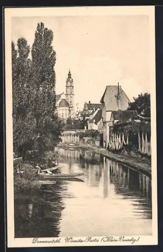 AK Donauwörth, Klein-Venedig, Wörnitz-Partie mit Kirche