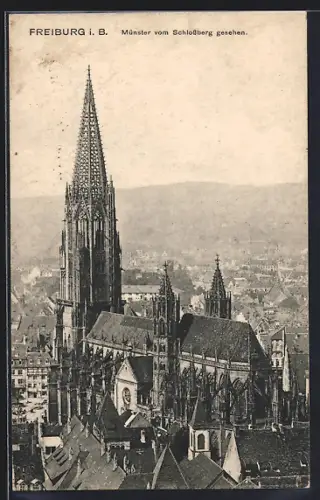 AK Freiburg i. B., Münster vom Schlossberg gesehen