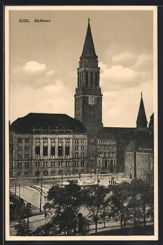 AK Kiel, Rathaus mit Denkmal