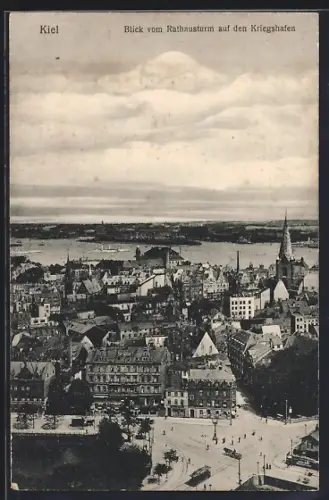 AK Kiel, Blick vom Rathausturm auf den Kriegshaven