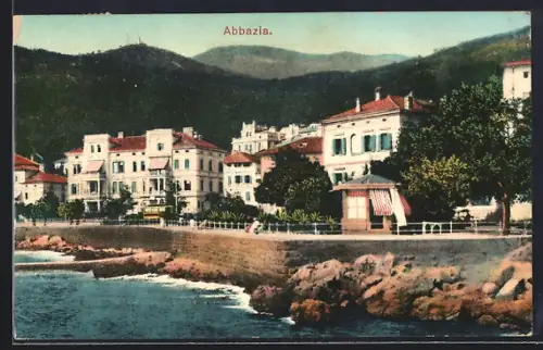 AK Abbazia, Promenade am Meer