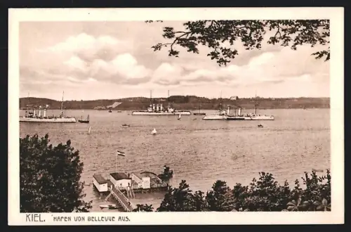 AK Kiel, Hafen vom Hotel Bellevue aus
