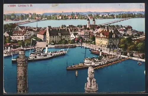 AK Lindau i. B., Teilansicht mit Dampfern