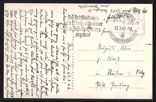 AK München, Rathaus und Frauenkirche