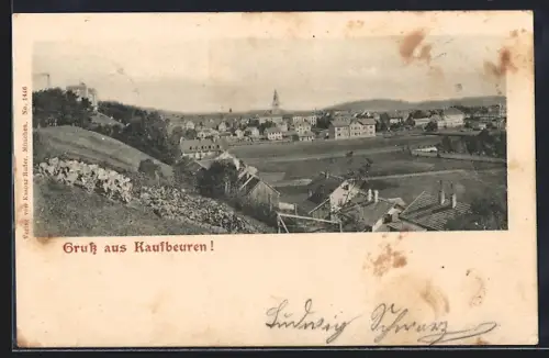 AK Kaufbeuren, Teilansicht mit Bäumen