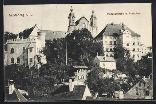 AK Landsberg a. L., Malteserkirche mit Realschule