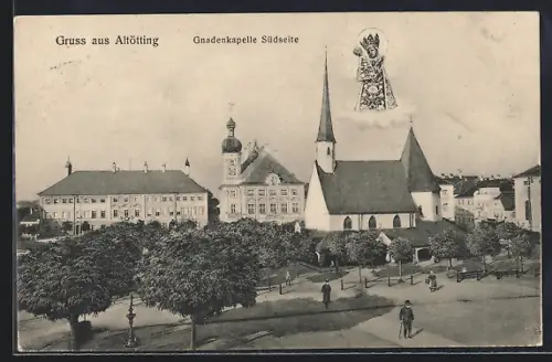 AK Altötting, Gnadenkapelle Südseite, Gnadenbild