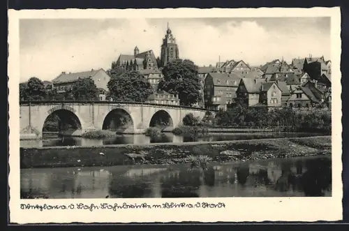 AK Wetzlar a. Lahn, Lahnbrücke mit Blick auf den Ort