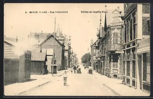 AK Berck-Plage, Rue Rothschild, Strassenpartie