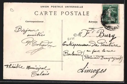 AK Calais Maritime, Jetée Ouest avec son brise-lames, La x indique l`endroit où s`est produite la catastrophe de 1908