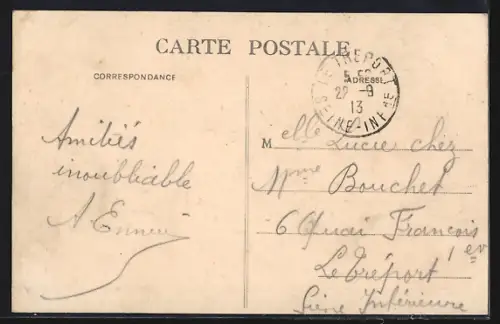 AK Frévent, Panorama mit Strassenpartie