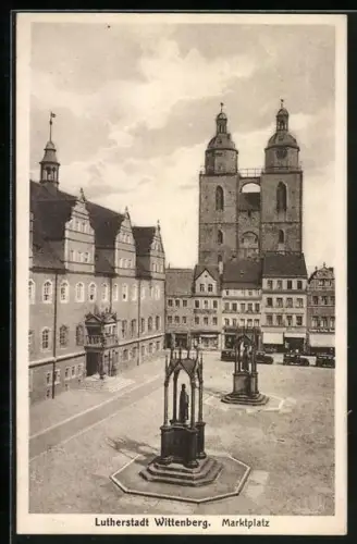 AK Wittenberg / Elbe, Partie am Marktplatz