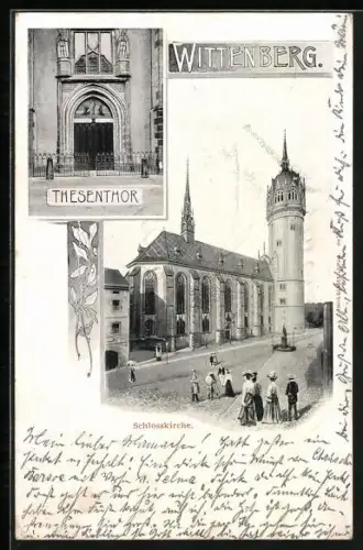 AK Wittenberg / Elbe, Schlosskirche und Thesentor