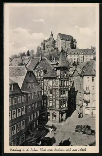 AK Marburg a. d. Lahn, Blick vom Rathaus auf das Schloss