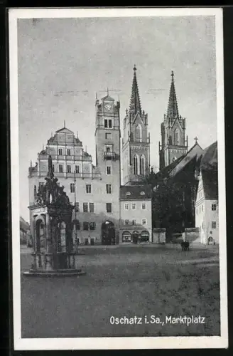 AK Oschatz i. Sa, Partie auf dem Marktplatz