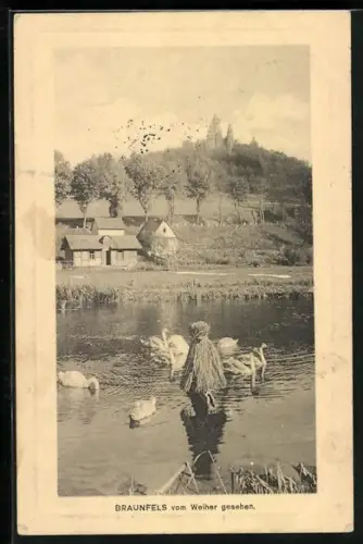 AK Braunfels, Ortsansicht vom Weiher