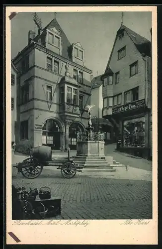 AK Bernkastel, Partie am Marktplatz mit Marktbrunnen