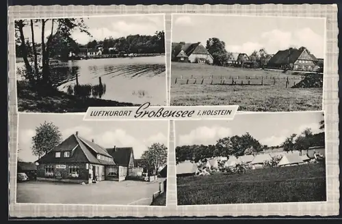 AK Grossensee / Trittau, See, Zeltlager, Gasthaus