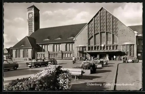 AK Oldenburg /Oldb., Hauptbahnhof mit Vorplatz