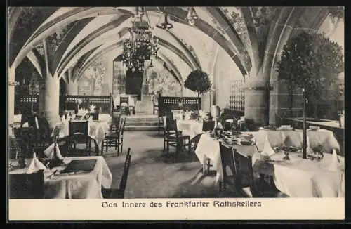 AK Frankfurt am Main, Inneres des Frankfurter Ratskellers, Restaurant