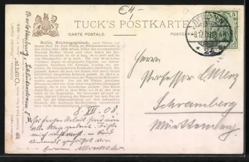 Künstler-AK Berlin-Tiergarten, Weinstuben Berlin, Reichstagsgebäude