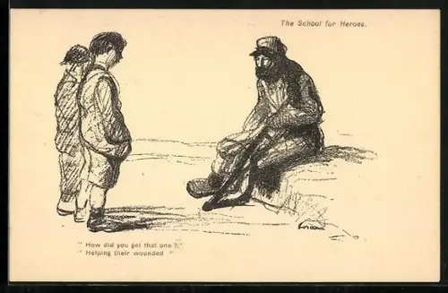 Künstler-AK The School for Heroes, Propaganda Entente