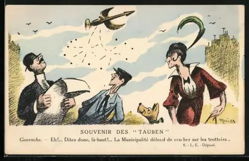 Künstler-AK Souvenir des Tauben, Propaganda Entente