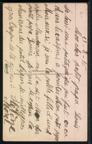 AK Knabe benutzt Pickelhaube als Nachttopf, Propaganda Entente