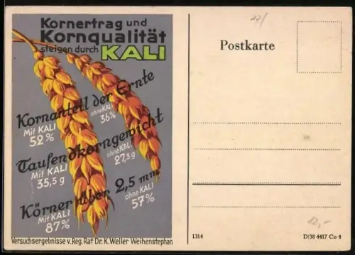AK Kornertrag und Kornqualität steigen durch Kali, Reklame