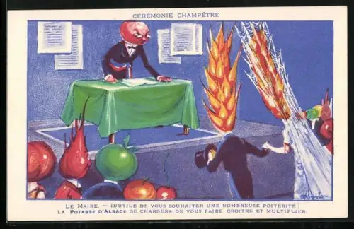 Künstler-AK Cérémonie Champètre - Le Maire..., Getreidehochzeit