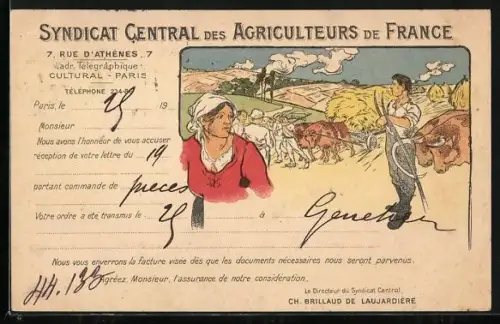 AK Reklame für Syndicat Central des Agricultures de France