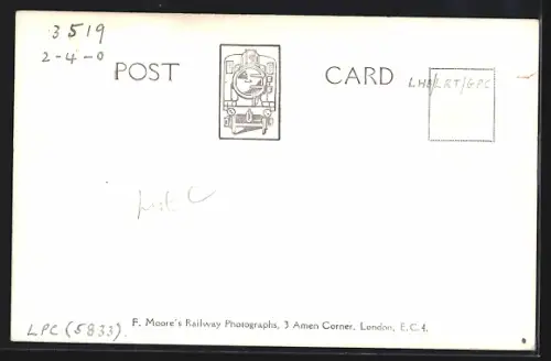 Foto-AK Lokomotive No. 3519, englische Eisenbahn