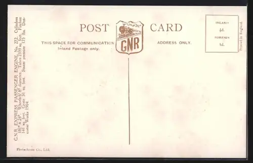 AK Englische Eisenbahnlokomotive No. 272 der G. N. R.