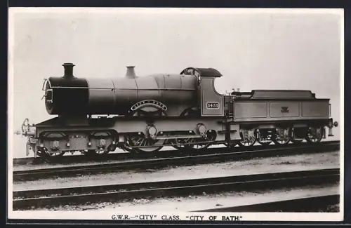 Foto-AK Englische Eisenbahn, Lokomotive No. 3433 City of Bath der G. W. R.