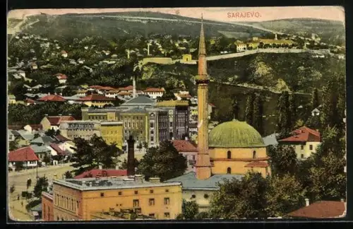 AK Sarajewo, Stadtansicht mit Moschee