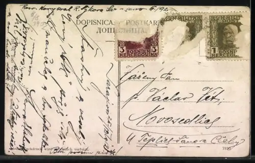 AK Sarajewo, Stadtansicht mit Moschee