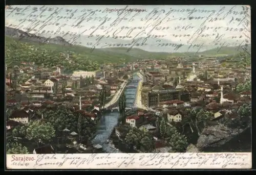 AK Sarajewo, Blick vom Kastel auf Sarajewo