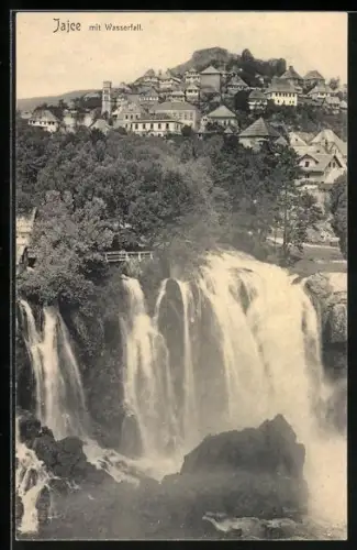 AK Jajce, Ortsansicht mit Wasserfall