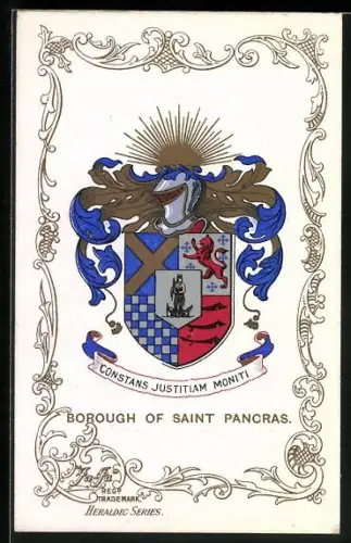 Künstler-AK Borough of Saint Pancras, Constans Justitiam Moniti, Wappen