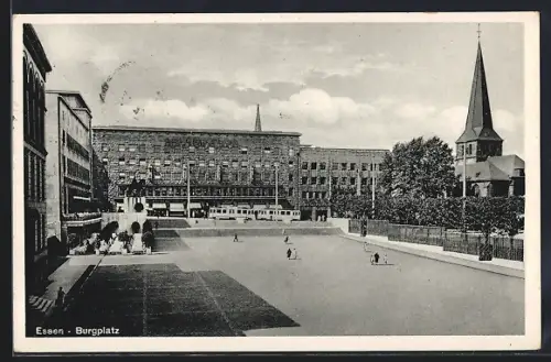 AK Essen / Ruhr, Partie des Burgplatzes
