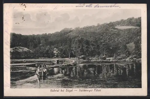 AK Essen / Ruhr, Ruhrtal bei Hügel, Blick auf die Baldeneyer Fähre