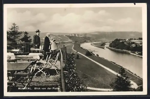 AK Essen / Ruhr, Blick von der Platte in das Ruhrtal
