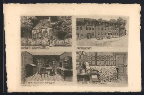 AK Weimar / Thüringen, Goethes Gartenhaus, Goethehaus, Goethes Arbeitszimmer, Goethes Sterbezimmer