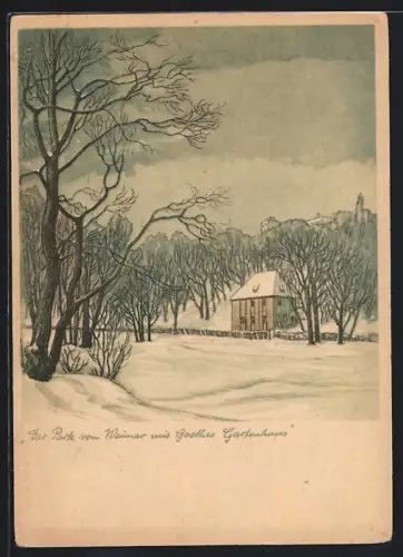 AK Weimar / Thüringen, Der Park von Weimar mit Goethes Gartenhaus
