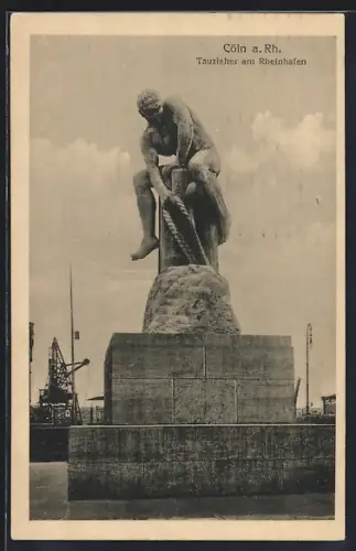 AK Köln a. Rh., Tauzieher-Denkmal im Rheinauhafen