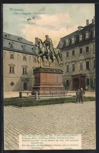 AK Weimar / Thüringen, Sicht auf das Carl August-Denkmal