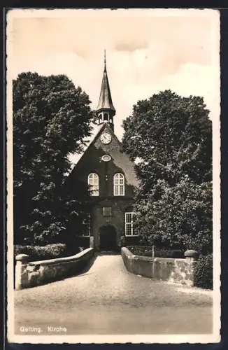 AK Gelting / Angeln, Partie an der Kirche